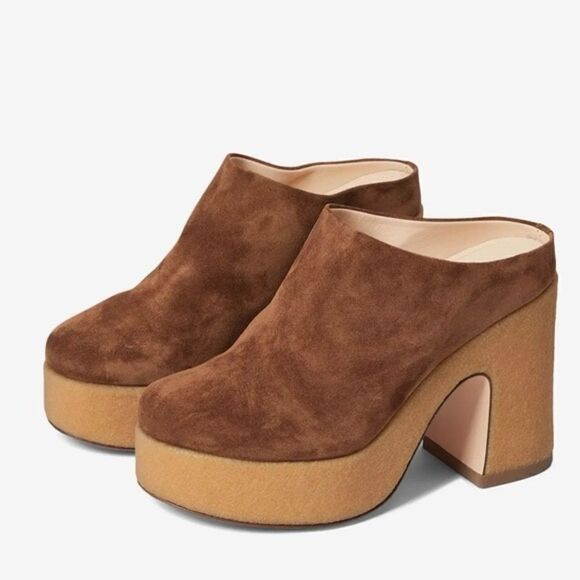 Revolve Attilio Giusti Leombruni AGL Sista Platform Suede Leather Mule Clog 37.5 - Picture 2 of 12